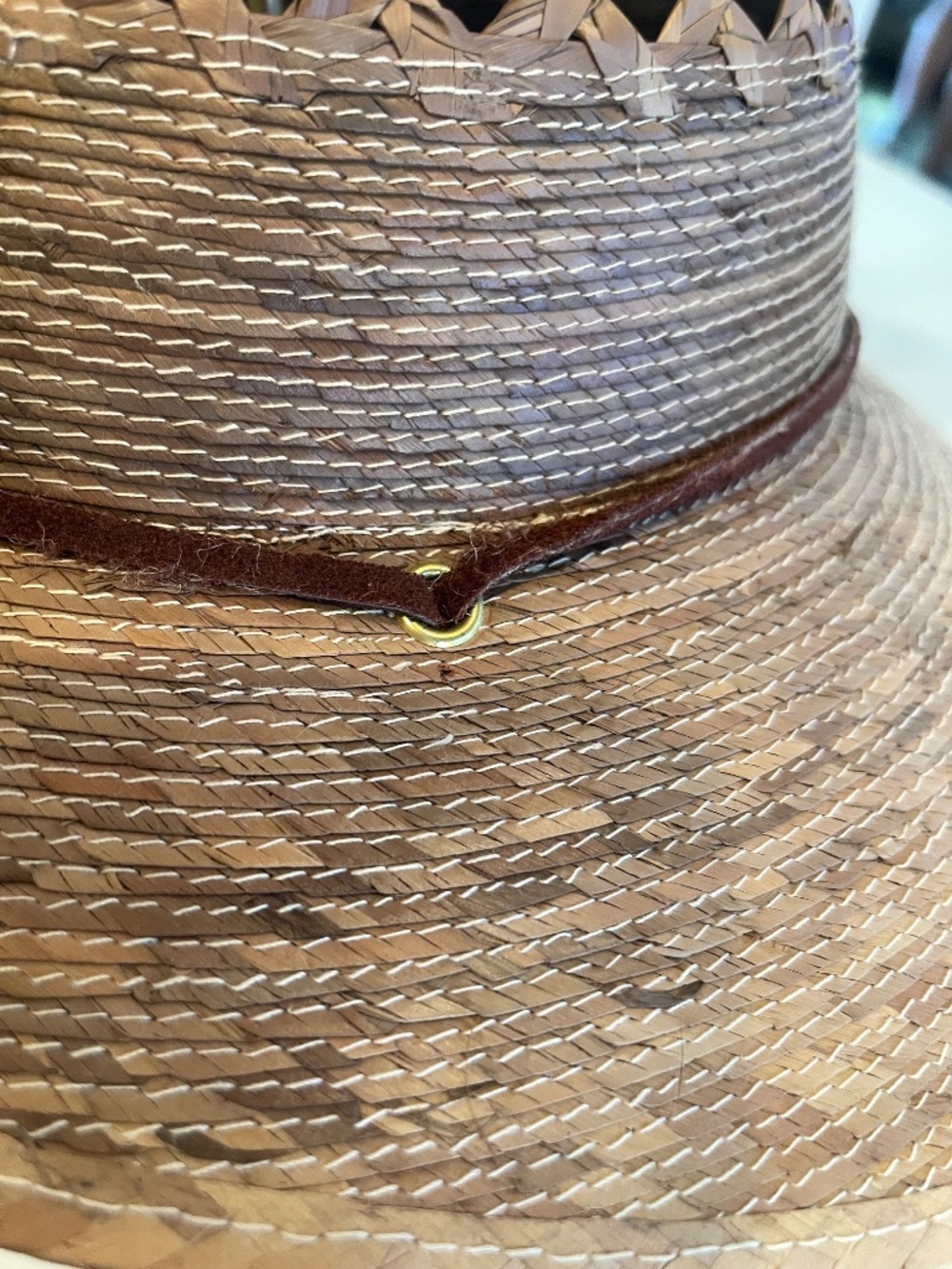 Tula Brand Laurel Lattice Palm Straw Facesaver Sun Hat w/ Chin cord - Picture 9 of 14